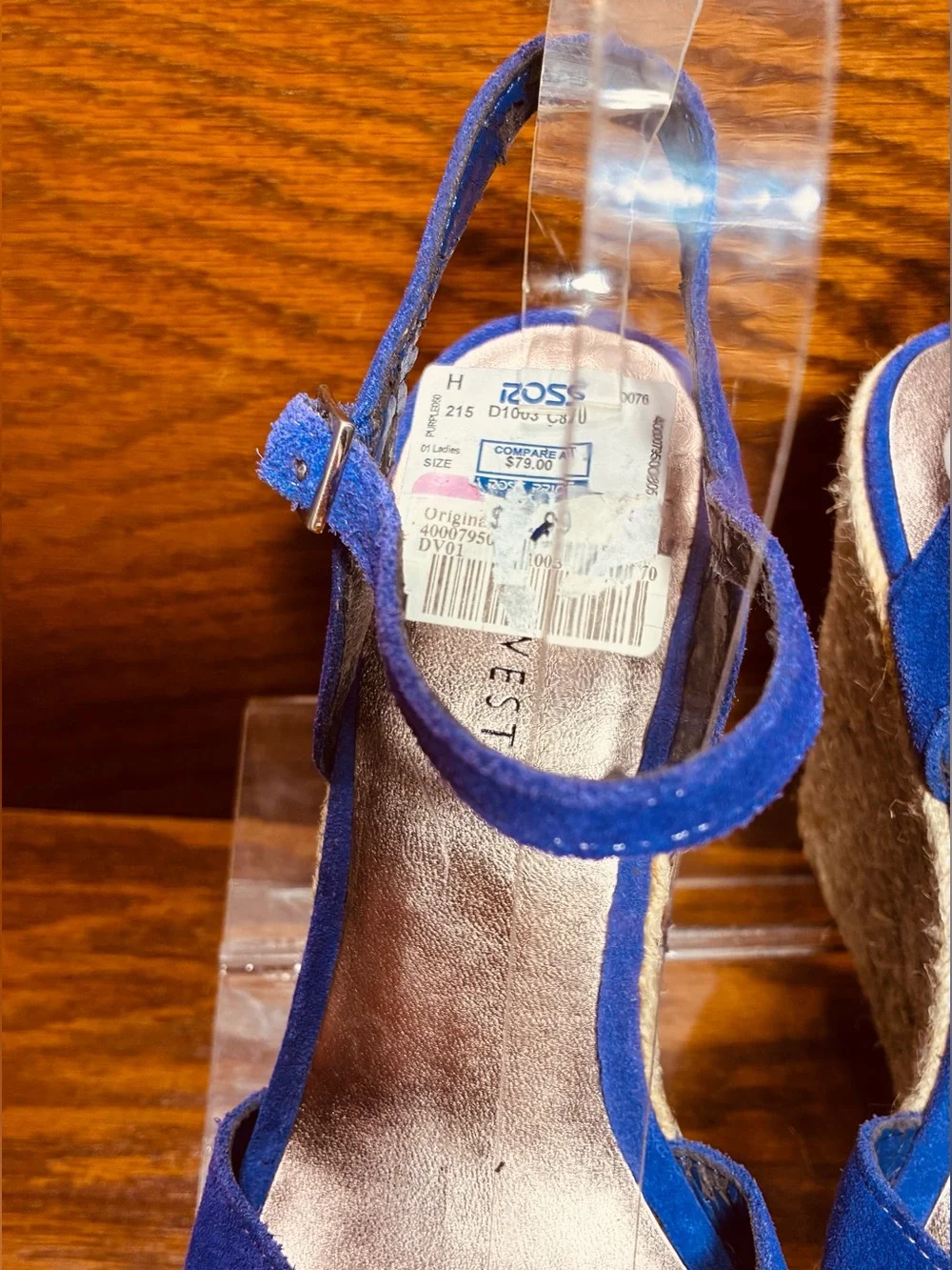 Y2K Nine West Purple Suede Espadrille Platform Wedge Sandals Size 8